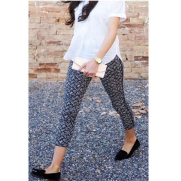 Anthropologie Cartonnier Charlie Ankle Cropped Pant Navy Block Stripe Size 6 - Picture 1 of 12